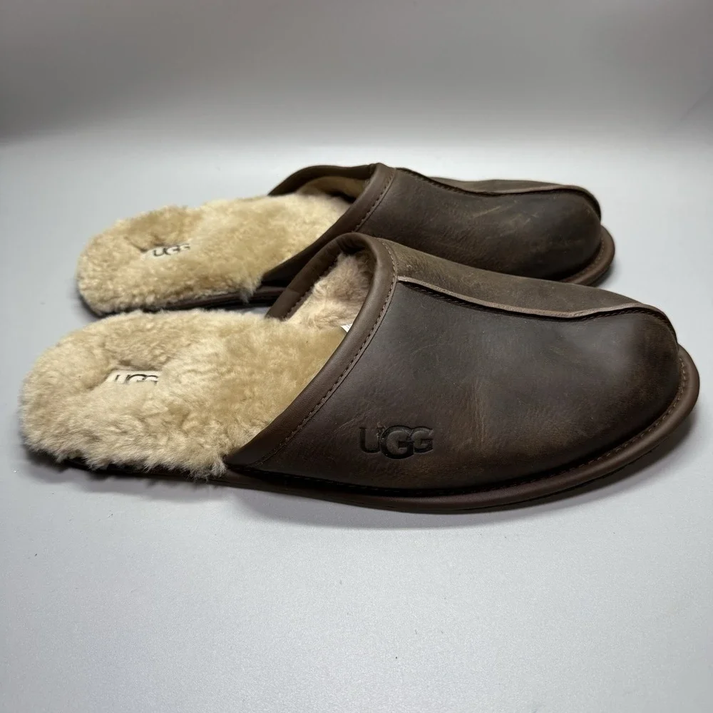 UGG SCUFF MEN SLIPPERS LEATHER‎ Brown US 14 /UK 13  /EU 48.5